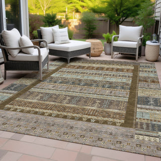 Piper Looms Chantille Stripes ACN2160 Brown Machine Washable Area Rug Outdoor Lifestyle Image Feature