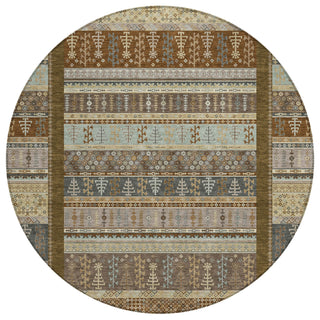 Piper Looms Chantille Stripes ACN2160 Brown Machine Washable Area Rug Round Main Image