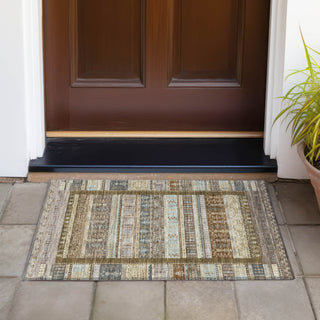 Piper Looms Chantille Stripes ACN2160 Brown Machine Washable Area Rug Scatter Outdoor Lifestyle Image Feature