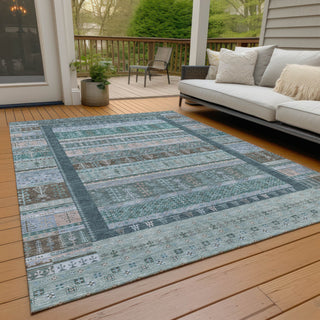 Piper Looms Chantille Stripes ACN2160 Emerald Machine Washable Area Rug Outdoor Lifestyle Image Feature