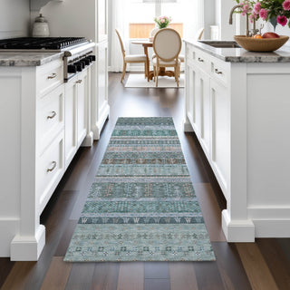 Piper Looms Chantille Stripes ACN2160 Emerald Machine Washable Area Rug Runner Lifestyle Image Feature