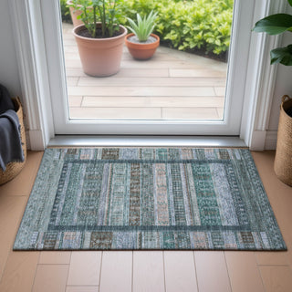 Piper Looms Chantille Stripes ACN2160 Emerald Machine Washable Area Rug Scatter Lifestyle Image Feature