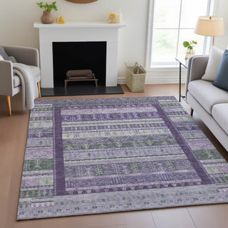 Piper Looms Chantille Stripes ACN2160 Purple Machine Washable Area Rug Lifestyle Image Feature