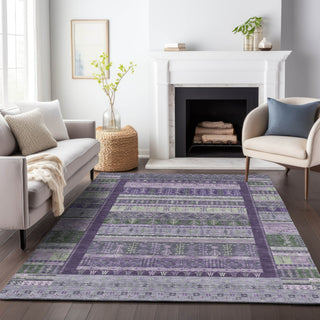 Piper Looms Chantille Stripes ACN2160 Purple Machine Washable Area Rug Lifestyle Image Feature