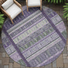 Piper Looms Chantille Stripes ACN2160 Purple Machine Washable Area Rug Round Outdoor Lifestyle Image Feature