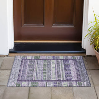 Piper Looms Chantille Stripes ACN2160 Purple Machine Washable Area Rug Scatter Outdoor Lifestyle Image Feature