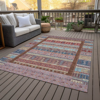 Piper Looms Chantille Stripes ACN2160 Red Machine Washable Area Rug Outdoor Lifestyle Image Feature
