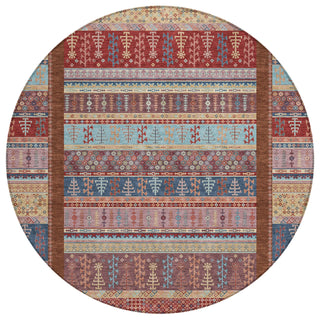 Piper Looms Chantille Stripes ACN2160 Red Machine Washable Area Rug Round Main Image