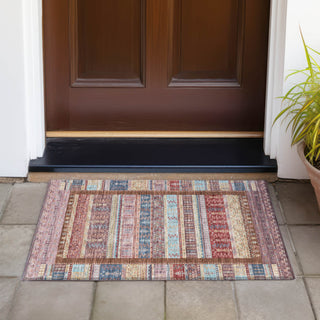 Piper Looms Chantille Stripes ACN2160 Red Machine Washable Area Rug Scatter Outdoor Lifestyle Image Feature