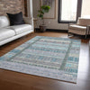 Piper Looms Chantille Stripes ACN2160 Teal Machine Washable Area Rug Lifestyle Image Feature