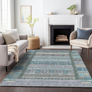 Piper Looms Chantille Stripes ACN2160 Teal Machine Washable Area Rug Lifestyle Image Feature