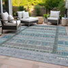 Piper Looms Chantille Stripes ACN2160 Teal Machine Washable Area Rug Outdoor Lifestyle Image Feature