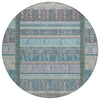 Piper Looms Chantille Stripes ACN2160 Teal Machine Washable Area Rug Round Main Image
