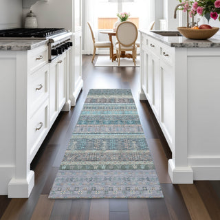 Piper Looms Chantille Stripes ACN2160 Teal Machine Washable Area Rug Runner Lifestyle Image Feature