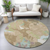 Piper Looms Chantille Modern ACN2161 Beige Machine Washable Area Rug Round Lifestyle Image Feature