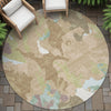 Piper Looms Chantille Modern ACN2161 Beige Machine Washable Area Rug Round Outdoor Lifestyle Image Feature