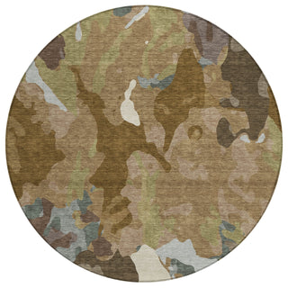 Piper Looms Chantille Modern ACN2161 Brown Machine Washable Area Rug Round Main Image