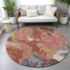 Piper Looms Chantille Modern ACN2161 Pink Machine Washable Area Rug Round Lifestyle Image Feature