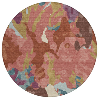 Piper Looms Chantille Modern ACN2161 Pink Machine Washable Area Rug Round Main Image