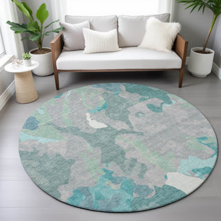 Piper Looms Chantille Modern ACN2161 Taupe Machine Washable Area Rug Round Lifestyle Image Feature