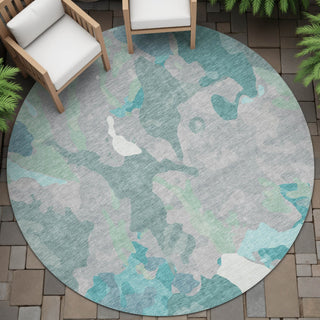 Piper Looms Chantille Modern ACN2161 Taupe Machine Washable Area Rug Round Outdoor Lifestyle Image Feature