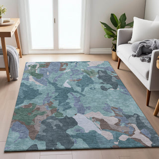 Piper Looms Chantille Modern ACN2161 Teal Machine Washable Area Rug Lifestyle Image Feature
