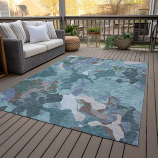 Piper Looms Chantille Modern ACN2161 Teal Machine Washable Area Rug Outdoor Lifestyle Image Feature