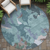 Piper Looms Chantille Modern ACN2161 Teal Machine Washable Area Rug Round Outdoor Lifestyle Image Feature