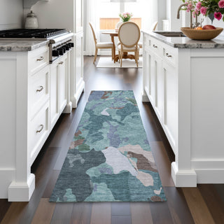 Piper Looms Chantille Modern ACN2161 Teal Machine Washable Area Rug Runner Lifestyle Image Feature