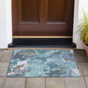 Piper Looms Chantille Modern ACN2161 Teal Machine Washable Area Rug Scatter Outdoor Lifestyle Image Feature
