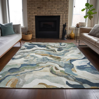 Piper Looms Chantille Modern ACN2162 Denim Machine Washable Area Rug Lifestyle Image Feature