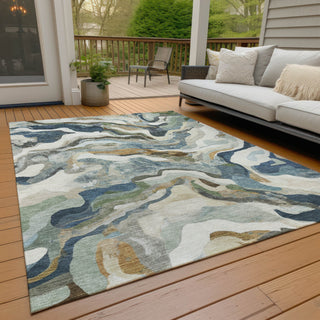 Piper Looms Chantille Modern ACN2162 Denim Machine Washable Area Rug Outdoor Lifestyle Image Feature