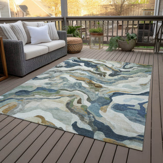 Piper Looms Chantille Modern ACN2162 Denim Machine Washable Area Rug Outdoor Lifestyle Image Feature