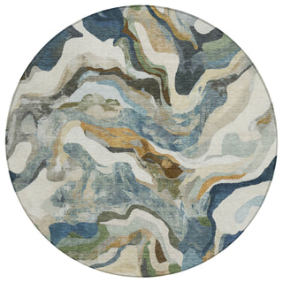 Piper Looms Chantille Modern ACN2162 Denim Machine Washable Area Rug Round Main Image