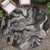 Piper Looms Chantille Modern ACN2162 Granite Machine Washable Area Rug Round Outdoor Lifestyle Image Feature