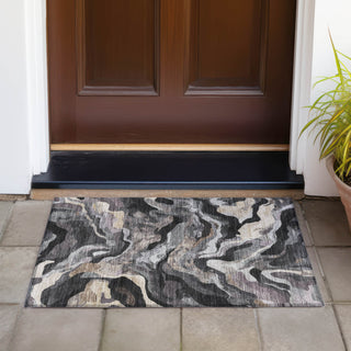 Piper Looms Chantille Modern ACN2162 Granite Machine Washable Area Rug Scatter Outdoor Lifestyle Image Feature