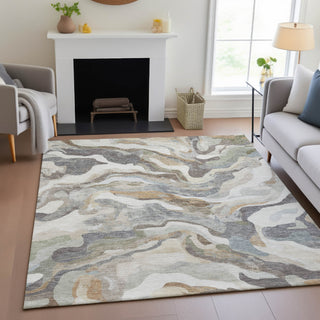 Piper Looms Chantille Modern ACN2162 Khaki Machine Washable Area Rug Lifestyle Image Feature