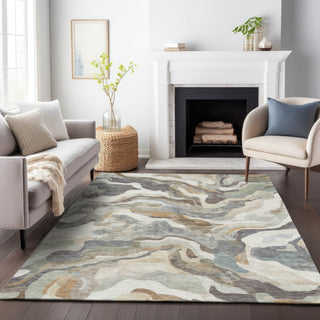 Piper Looms Chantille Modern ACN2162 Khaki Machine Washable Area Rug Lifestyle Image Feature