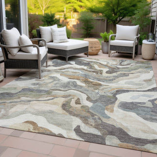 Piper Looms Chantille Modern ACN2162 Khaki Machine Washable Area Rug Outdoor Lifestyle Image Feature