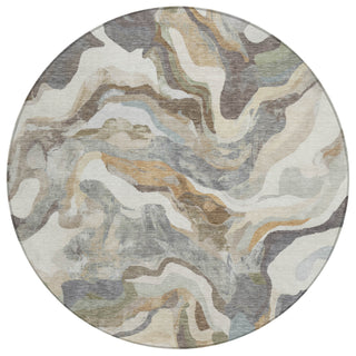 Piper Looms Chantille Modern ACN2162 Khaki Machine Washable Area Rug Round Main Image