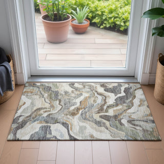 Piper Looms Chantille Modern ACN2162 Khaki Machine Washable Area Rug Scatter Lifestyle Image Feature