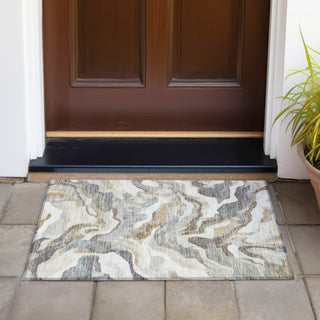 Piper Looms Chantille Modern ACN2162 Khaki Machine Washable Area Rug Scatter Outdoor Lifestyle Image Feature