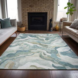 Piper Looms Chantille Modern ACN2162 Teal Machine Washable Area Rug Lifestyle Image Feature