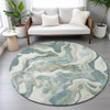 Piper Looms Chantille Modern ACN2162 Teal Machine Washable Area Rug Round Lifestyle Image Feature