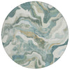 Piper Looms Chantille Modern ACN2162 Teal Machine Washable Area Rug Round Main Image