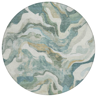 Piper Looms Chantille Modern ACN2162 Teal Machine Washable Area Rug Round Main Image