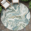 Piper Looms Chantille Modern ACN2162 Teal Machine Washable Area Rug Round Outdoor Lifestyle Image Feature
