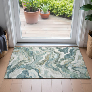 Piper Looms Chantille Modern ACN2162 Teal Machine Washable Area Rug Scatter Lifestyle Image Feature