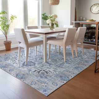 Piper Looms Chantille Global ACN2163 Blue Machine Washable Area Rug Lifestyle Image Feature