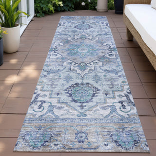 Piper Looms Chantille Global ACN2163 Blue Machine Washable Area Rug Runner Outdoor Lifestyle Image Feature